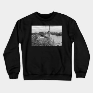 Boat mooring on the Norfolk Broads Crewneck Sweatshirt